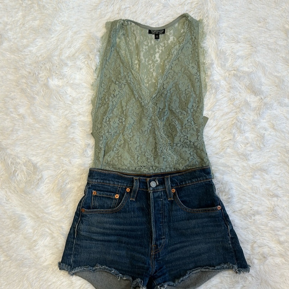 Beautiful Sage Green Lace Bodysuit
